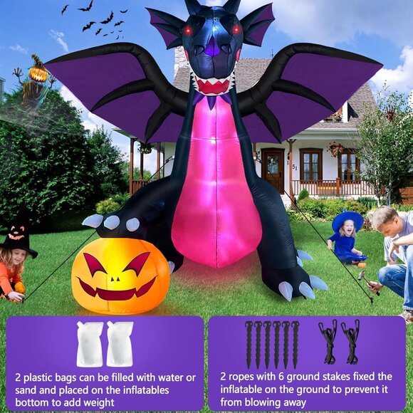 Danxilu 9FT Halloween Inflatable Dominating Dragon with Pumpkin Outdoor - Picture 7 of 7